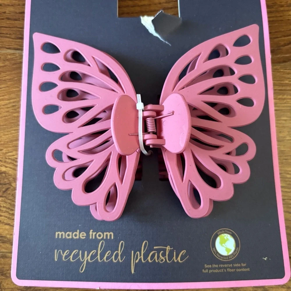Pink Butterfly Hair Clip - Pink Linen